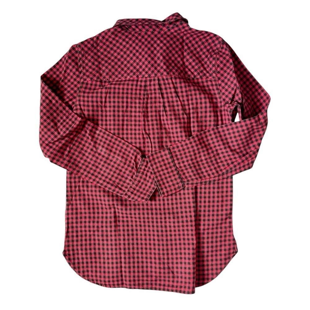J.Crew Gingham Flannel Button-Down Shirt Red Black Size 6 - Picture 3 of 8